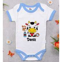 Bitmeyenkartus Bk Kids Kişiye Özel Mavi Bebek Body Zıbın - Model 167 Çok Renkli