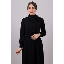 Hürrem Bone Haki Pratik Hazır Geçmeli Tesettür Bone Petekli Büzgülü 1204E_09 Haki