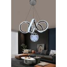 Kıvrım Cam Tek Top Modern Oturma Ledli Avize - - Kumandalı / Krom Krom