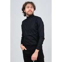 Pave Erkek Yarım Balıkçı Desenli Yün Kazak 4537210 Lacivert Lacivert