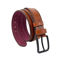 Süzer Deri 4 Cm.lik Spor Suni Deri Çift Dikişli Model Erkek Kemer Kahverengi Taba