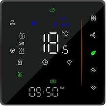 Vkemall BAC-006EW Dört Borulu Wifi Sesli Akıllı Oda Termostat Siyah