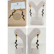 Yılan Temalı Altın Renkli Çelik Küpe 54530 Çok Renkli