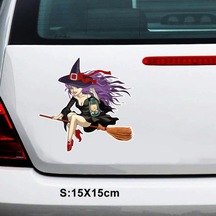 Süpürgeli Cadı Araba Sticker Oto Yapıştırma 16 Cm