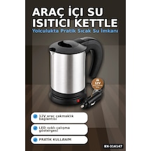 Araç İçi Su Isıtıcı Kettle 12v Çakmaklık Girişli Paslanmaz Çelik Termos Bx-316147