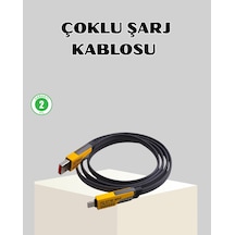 65w Çoklu Şarj Kablosu 4 Ü 1 Arada Örgülü Hızlı Veri Aktarım Usb-c Usb-a Renkli