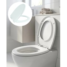 Mey İthalat Universal Klozet Kapağı Kolay Montaj Kaydırmaz Alt Ped Dayanıklı Banyo Aksesuarı Beyaz