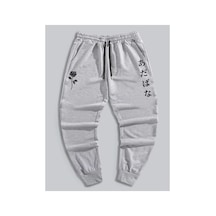 Tarzsokak Guys Letter Floral Graphic Drawstring Eşofman Altı Gri
