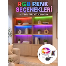 5 Metre Kumandalı Rgb Led Şerit 2835 Smd Dekoratif Tv Oda Masa Arkası Aydınlatma - Lisinya