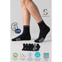 Socketta Erkek Spor Dikişsiz 6'lı Karışık Desenli Soket Çorap Premium Siyah