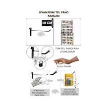 Tel Pano Kancası Koruma Kauçuklu Siyah 10 Cm Deluxe Raf Askısı Ekstra Güçlü 45 Adet Siyah