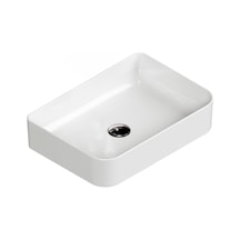 Aqua Bagno Mestola Tezgah Üstü Kare Çanak Lavabo Batarya Deliksiz 38 x 60 CM Beyaz