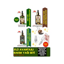 Amazeus 3'lü Bitkisel Yağ Seti/ Hint, Tatlı Badem, Biberiye 120 Ml %100 Saf Ve Doğal Hediyeli Ürün