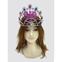 Gümüş Renk Happy Birthday Yazılı Doğum Günü Tacı 60 Cm Bx40 +0