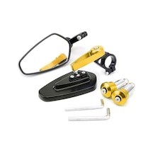 Motosiklet Katlanabilir Gidon Ayna Universal Model Ayarlanabilir Ayna Açılı Motor Gidon Aynası Gold
