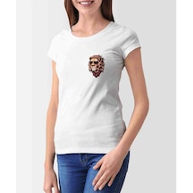 Watercolor Lion With Glasses Kadın Beyaz Tshirt