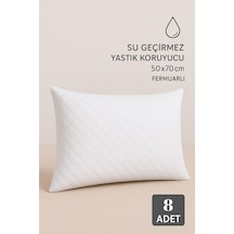 Marla Home Sıvı Geçirmez Yastık Koruyucu Fermuarlı - 50x70 Cm Sessiz Ve Terletmeyen Pamuk Kumaş 8'li Beyaz