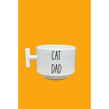 Cat Dad Baskılı T Kupa Beyaz