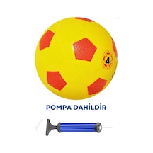 Janva Sarı Kırmızı Maç Topu Futbol Topu Kauçuk + Pompa + Şişirme Iğnesi Beyaz