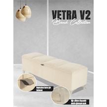 Vetra V2 Sandıklı Puf  Beyaz Dilimli Model Sandıklı Bench Puf - Sandıklı Yatak Ucu Bankı