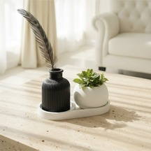 Canseb Elegance 3'lü Pampas Vazosu Ve Saksı Seti - Premium - Decor - Pinterest - Bohem - İskandinav Tarzı - Vazo - Dekoratif Vazo - Obje - Biblo - Heykel - Hediyelik - Dekor Obje