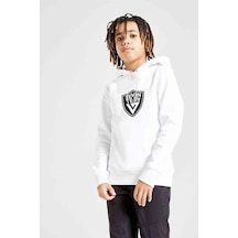 Tshirthane Seventeen Logo Baskılı Unisex Çocuk Kapüşonlu Beyaz Sweatshirt