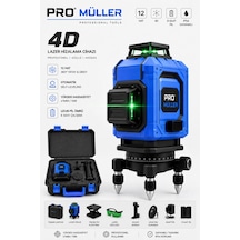 Pro Müller Profesyonel Otomatik Hizalama 12 Köşe 360 Yeşil Lazer Çizgi Hizalama Terazi Çantalı