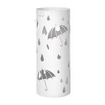 Songmıcs Luc23w Şemsiye Standı, Metal Yuvarlak Şemsiye Ayağı, Su Toplama Kasesi Çıkarılabilir, Kancalı, 49 X Ø 19,5 Cm, Beyaz Açık Gri