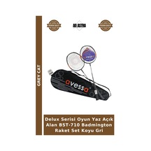 Delux Serisi Oyun Yaz Açık Alan Bst-710 Badmington Raket Set Koyu Gri