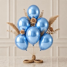 Mavi Renk Lateks Metalik Balon 30 Cm - 6 Adet