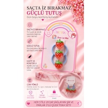 3'lü Set Parlak Meyve Figürlü İz Bırakmaz Esnek Lastik Çocuk Saç Tokası Farklı Renk Seçenekli F