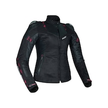 Motoanl Motosiklet Kadın Montu Full Korumalı 4 Mevsim Deri Ve Maxdura Kumaş Mont Black