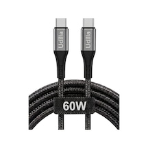 Lexroo Örgülü Usb Type-c To Type-c 60w Örgülü Hızlı Şarj Ve Data Kablosu 1 Metre Standart