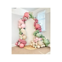 Retro Rosewood Beyaz Makaron Pembe Ve Okaliptus Balon Zinciri 100 Adet Mix