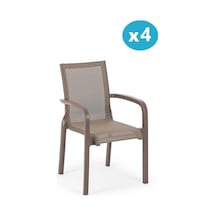Omnipazar Sy-2528 Plastik Fileli Bahçe Koltuk Sandalye 4'lü Set Kahverengi