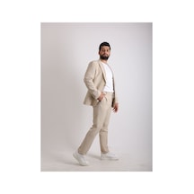 Fashion Plaza Yazın En Favori Kumaşı Gofre Kumaş Spor Takım Elbise Bej