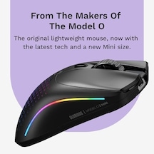 Model O 2 Mini Kablosuz Siyah Oyuncu Faresi: 57 Gram, 210 Saate Kadar Pil Ömrü, Çifte Kablosuz 2.4 Ghz Ve Bluetooth 5.2, 26k Optik Sensör, 80 Milyon Tıklama, 6 Programlanabilir Düğme, Açık Beyaz