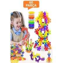 60 Parça Kar Tanesi Çiçek Molekül Kilitli Yapı Taşları Puzzle