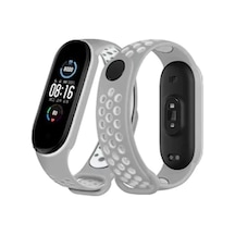 Newface Xiaomi Mi Band 6 Spor Delikli Kordon - Gri-kırmızı