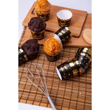 Gold Yaldızlı Siyah 12'li Kek Kalıbı Iyiki Doğdun Yazılı Fırında Dağılmayan 6.5x5 Cm Muffin Cupcake Diğer