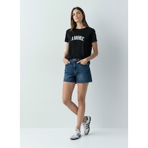 LTB Amoure Baskılı Relaxed Siyah T-shırt Siyah