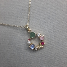 Beren Aksesuar Stainless Steel Zirkon Taşlı Çelenk Çelik Kolye Gold