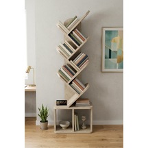 Reyo Falez 10 Raflı Kitaplık Modern Dekoratif Kitap Rafı Çok Katlı Kitap Standı Salon Ofis Organizer 7062 Traverten