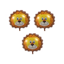 3 Adet Sevimli Hayvanlar Safari Folyo Balon Aslan Turuncu