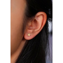 14 Ayar Altın Küpe Vidalı Yıldız Küpe 5 Mm Çapında