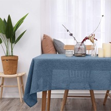 Keten Indigo Mavi Renk Dertsiz Masa Örtüsü 130 X 220 Cm