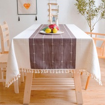 Mufunye Boho Tarzı Krem Rengi Kare Masa Örtüsü, Suya Dayanıklı Ve Kırışmaz, 55 X 55 İnç Mor