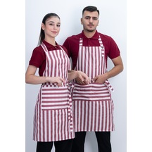 Çizgili Unisex Boydan Askılı Cepli Önlük Çok Renkli