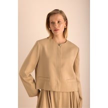 Aker Camel Yakasız Kısa Ceket Camel Camel