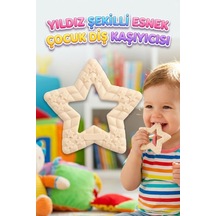 Yıldız Şekilli Esnek Bpa İçermeyen Kabartılı Pastel Renkli Oyuncak Bebek Diş Kaşıyıcısı Krem
